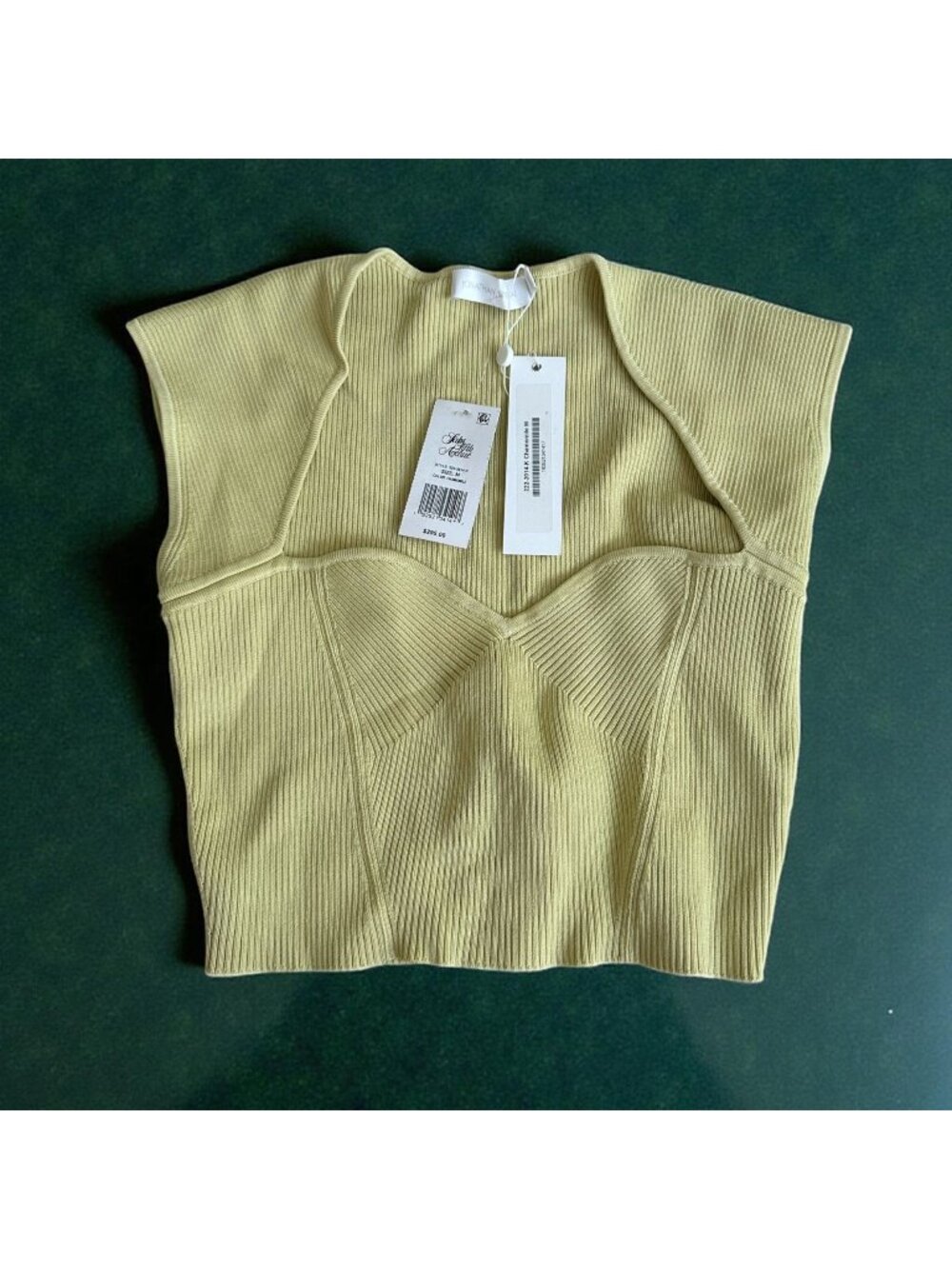 JONATHAN SIMKHAI Chamomile Ribbed Sweetheart Tank Top Size Medium NEW NWT